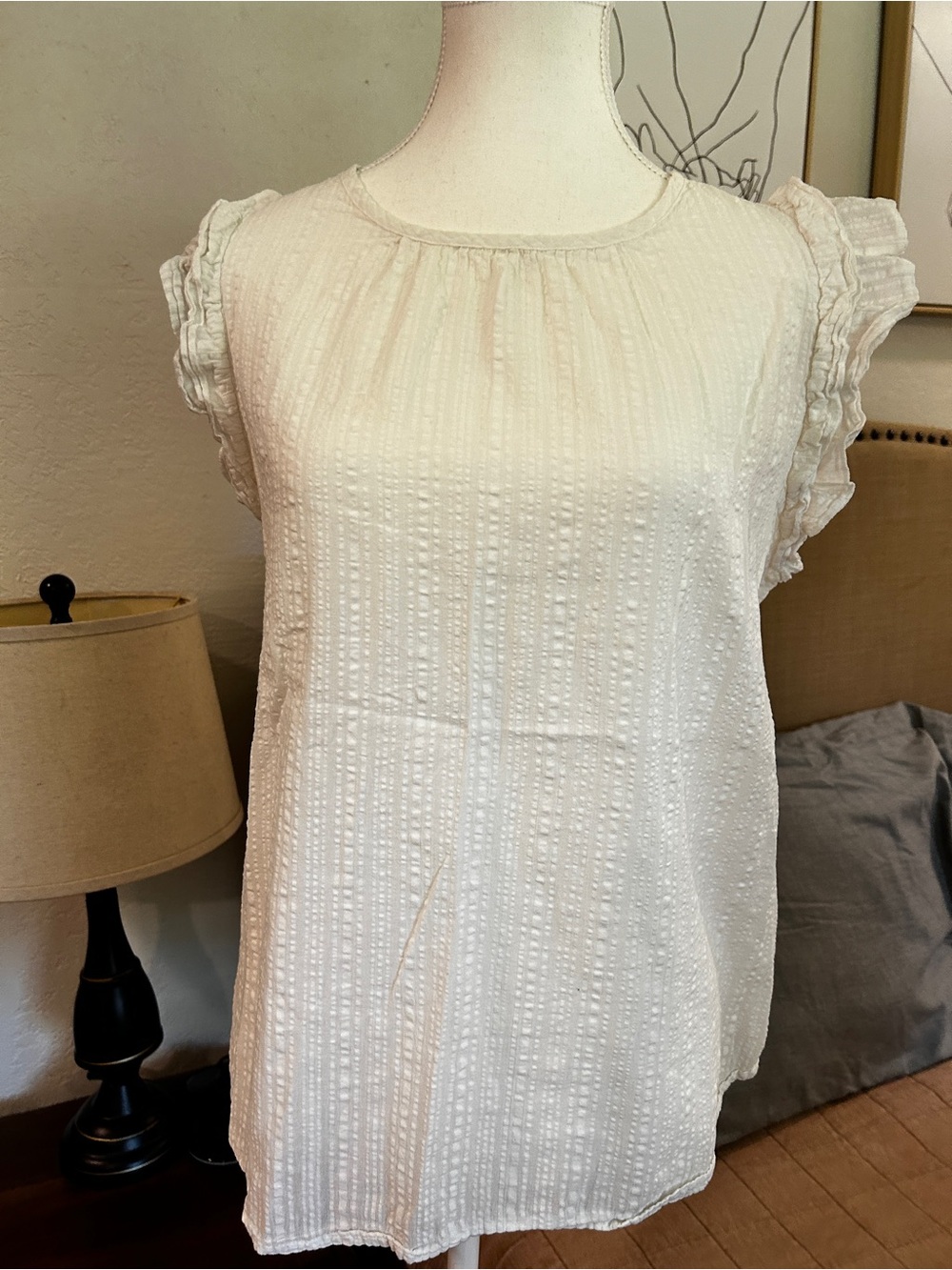 Bundle White and Blue Ruffle Sleeve Women's Top